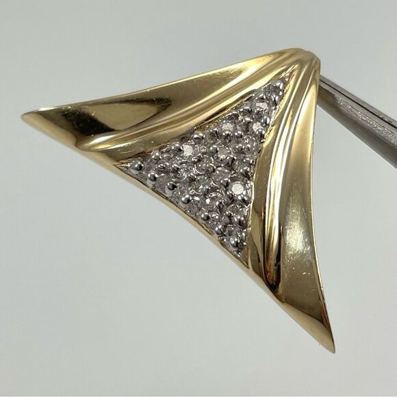 14k Yellow Gold and 24 Small Genuine Diamonds Pendant Statement Vintage - Picture 1 of 10
